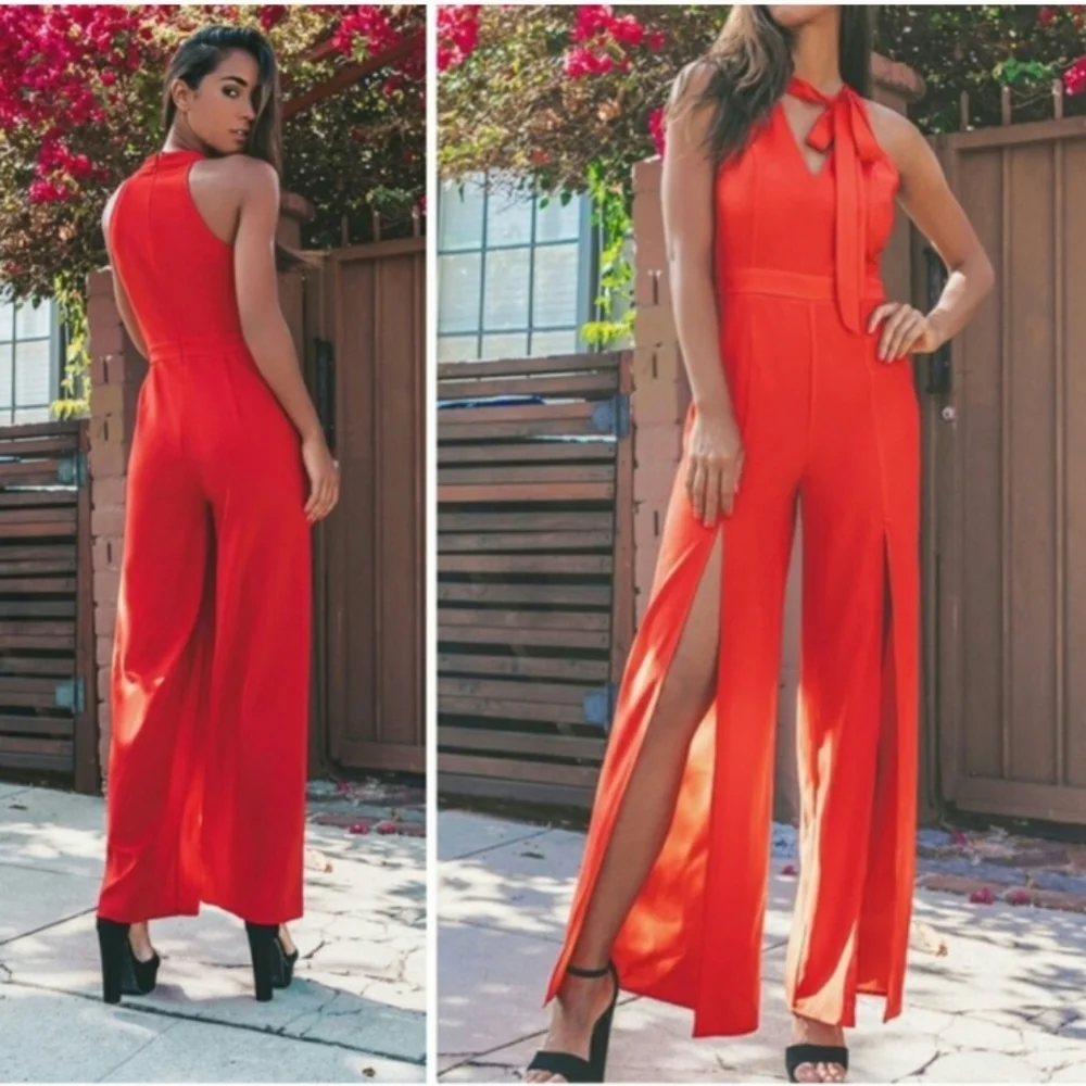 Strut & Bolt Sleeveless Red Jumpsuit Pantsuit - Picture 4 of 11